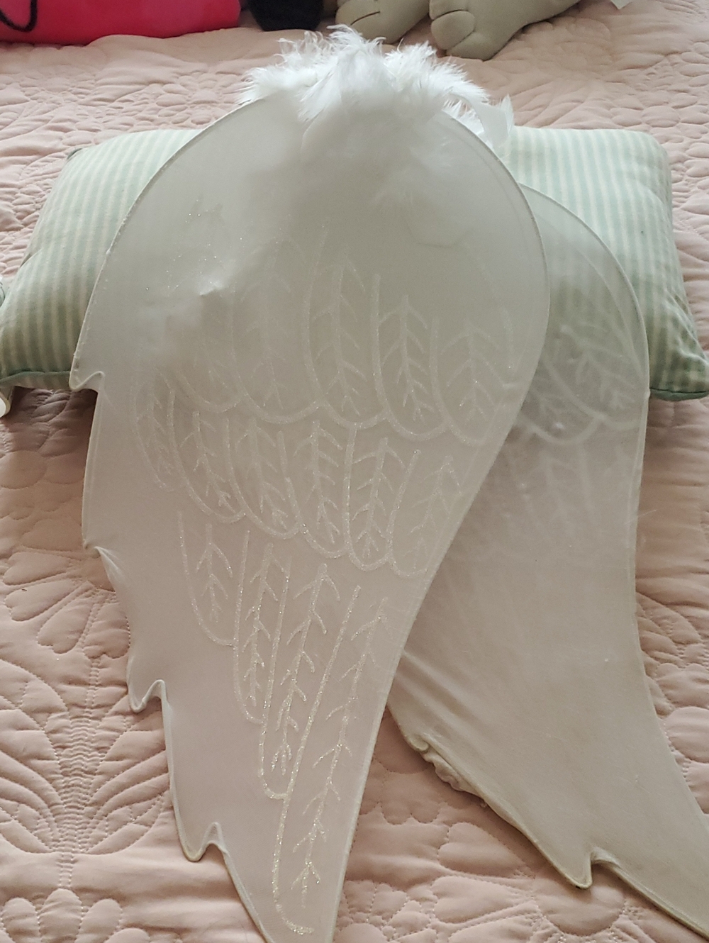 White Decorative Angel Wings Accent - Soft Feather Detail